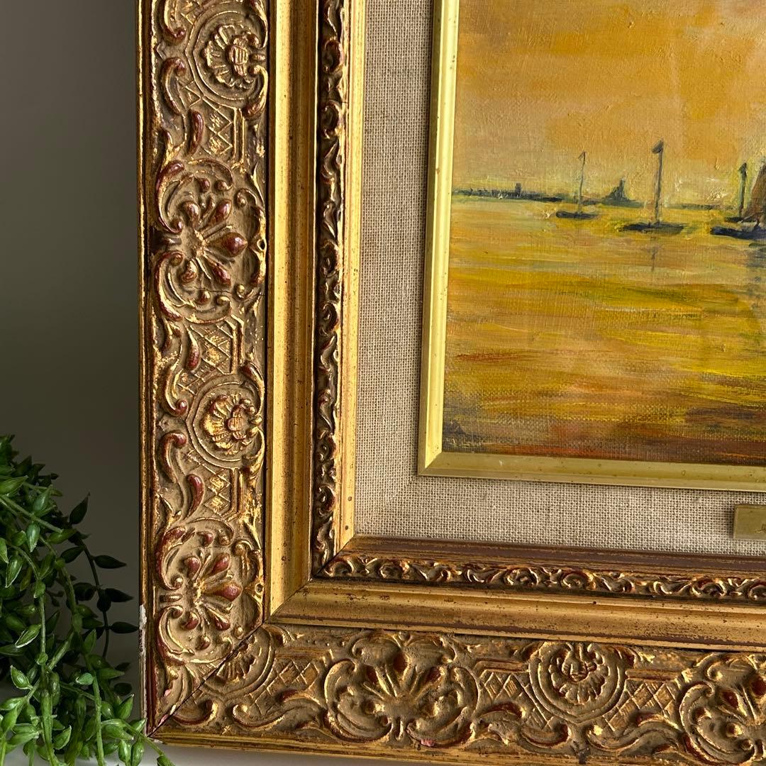 油彩画 Volendam 作家銘あり　額絵　美術品