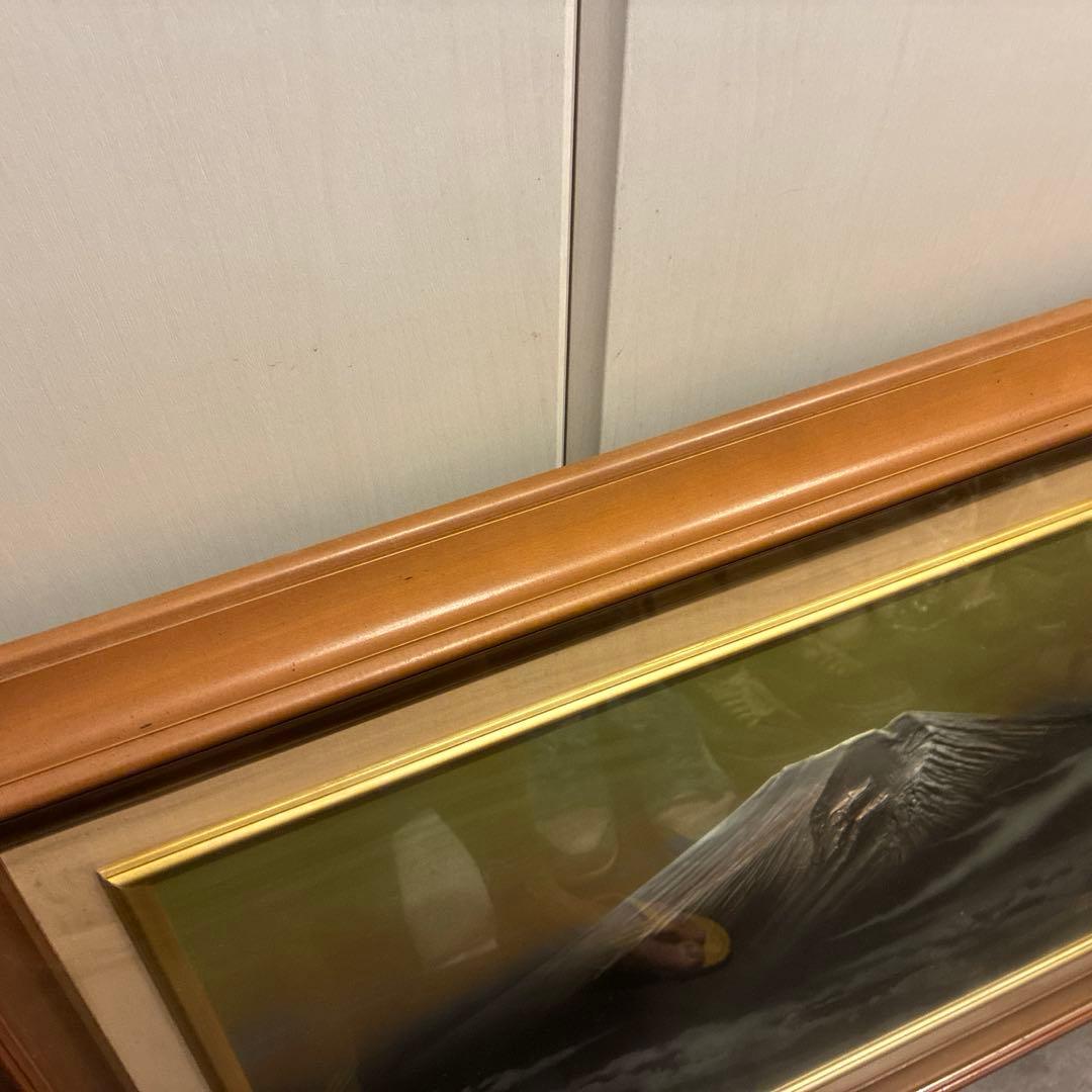 絵画山 額縁特大奈良楠木vintage インテリア年代物 昭和82×62日本絵画