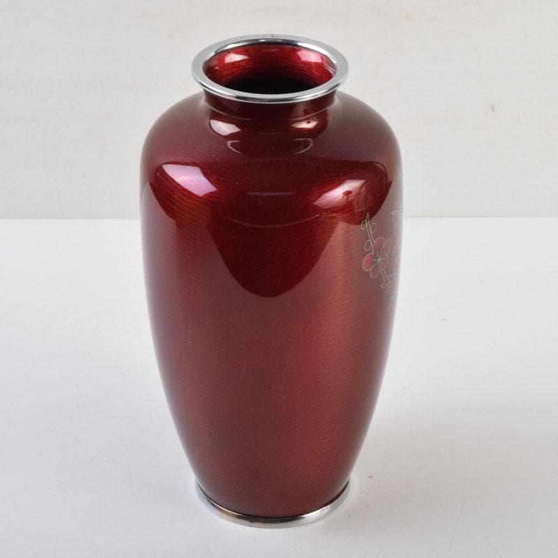 七宝焼　四君子文　花瓶　時代箱　V　9058