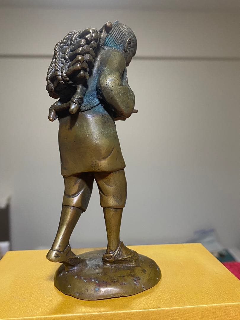 ⭐️二宮金次郎（尊徳）像 銅器 高岡銅器 置物 飾り大正時代 レア物 骨董品