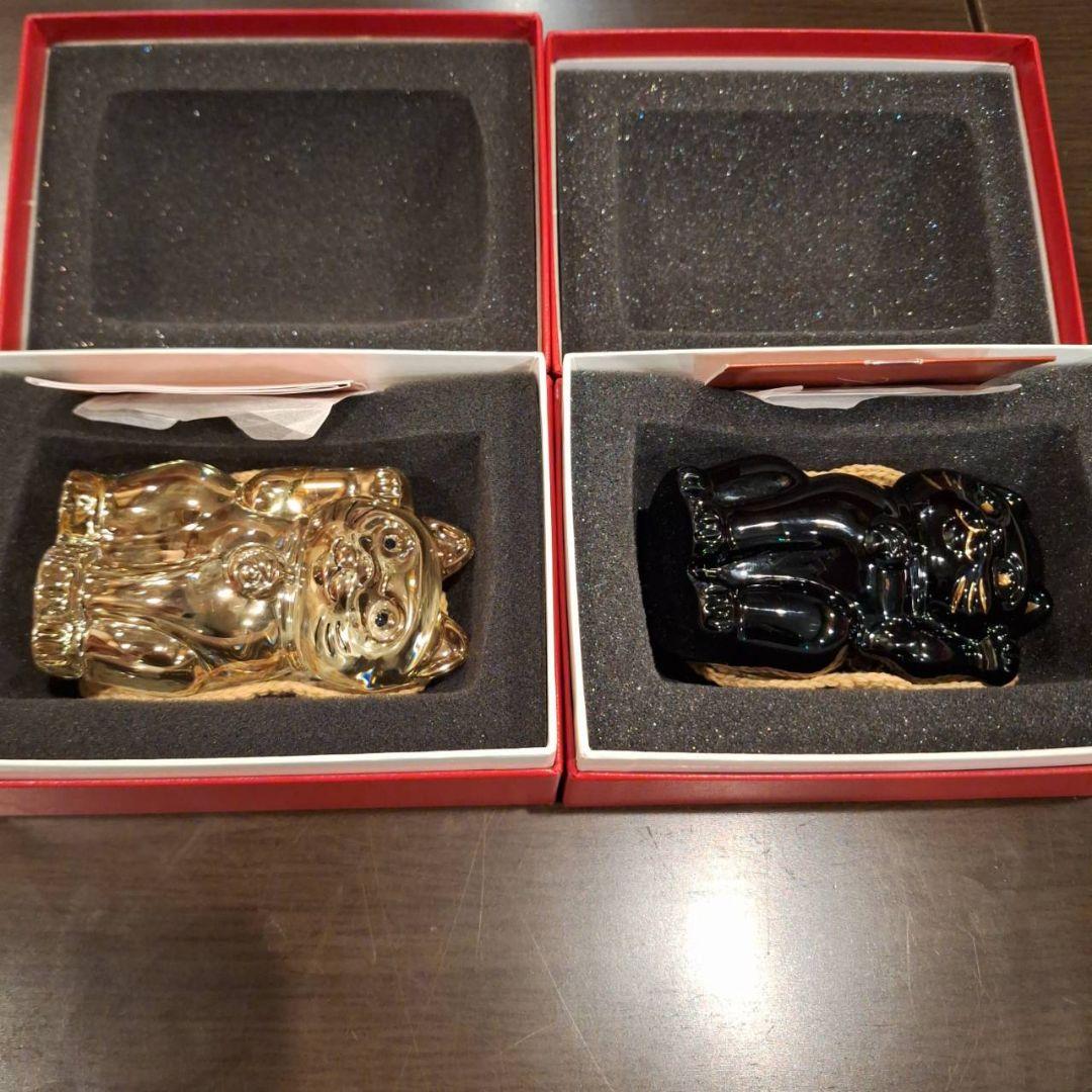 Baccarat 招き猫 セットとクリスタルロゴプレート(非売品)の計3点セット