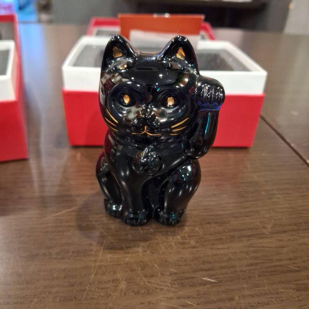 Baccarat 招き猫 セットとクリスタルロゴプレート(非売品)の計3点セット