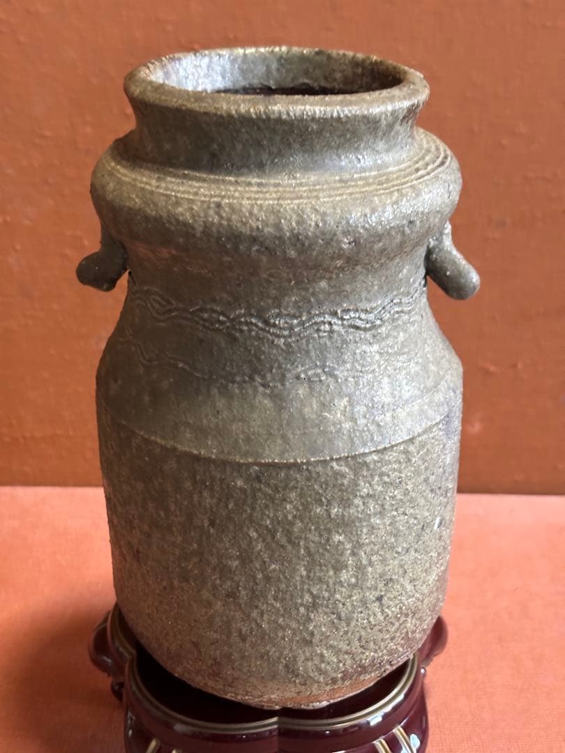 幻の窯　泥走舎(走泥舎)田土灰釉捻三筋彫文筒瓶八木一夫鈴木治　検オブジェ