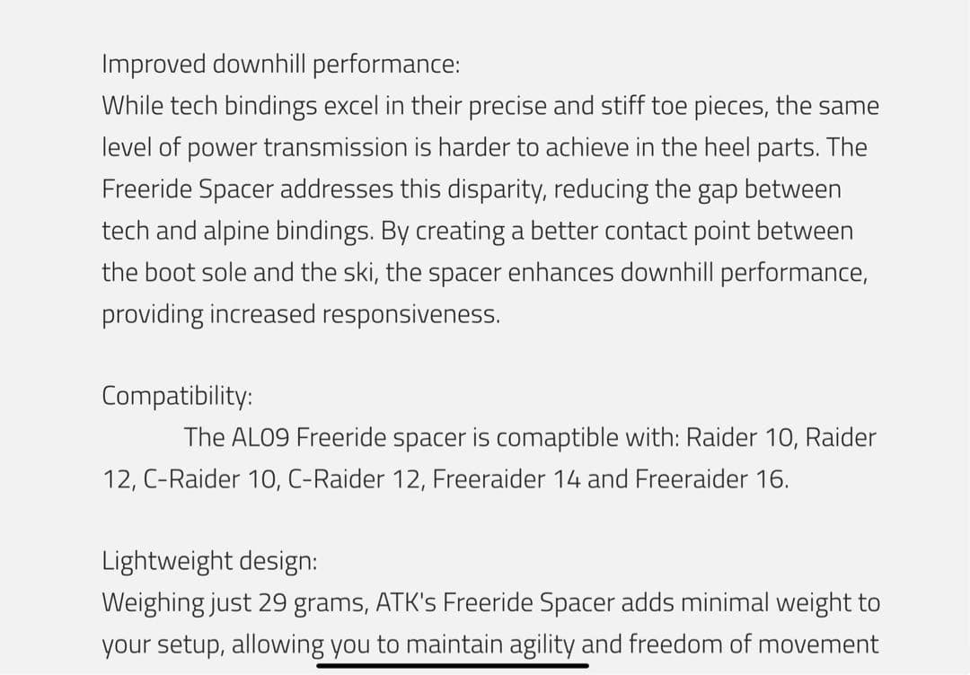 ATK　AL09　FREERIDE SPACER　フリーライドスペーサー