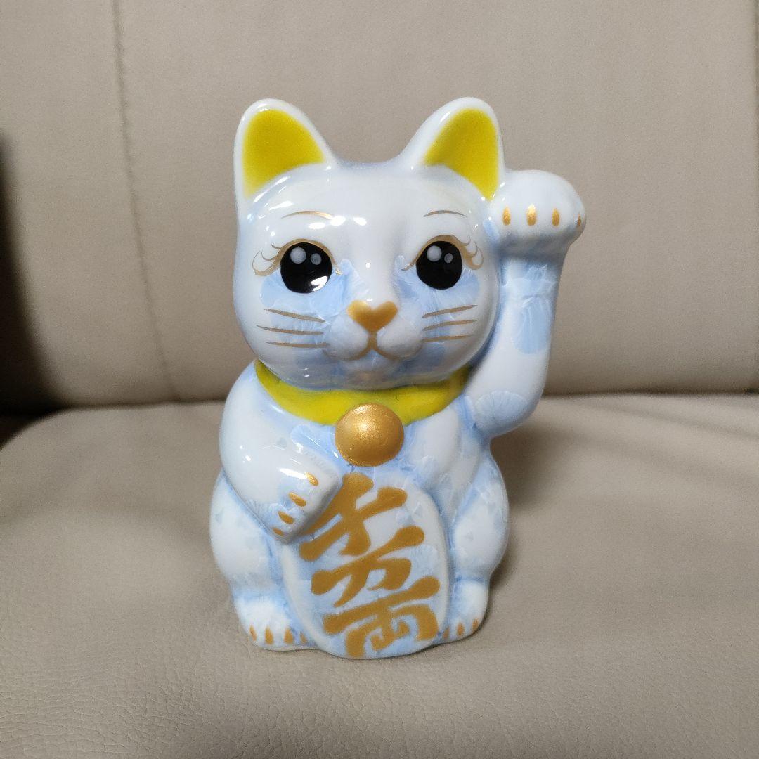 陶あん　陶葊　招き猫　金色の鈴付き　花結晶　京焼　清水焼　箱付き