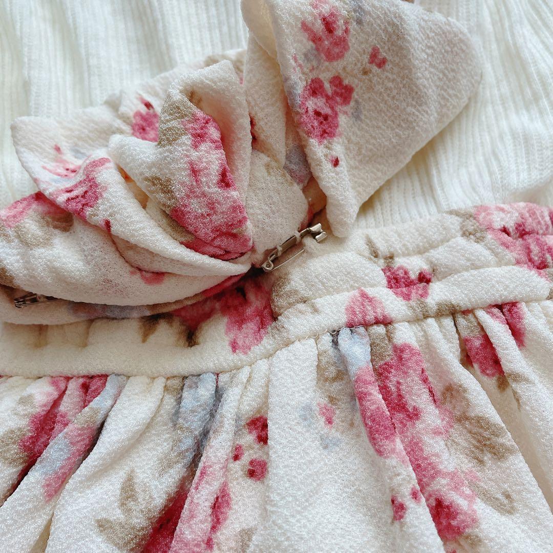 【最終価格】リズリサ　ワンピース　長袖　ファー　花柄　当時物　平成ギャル