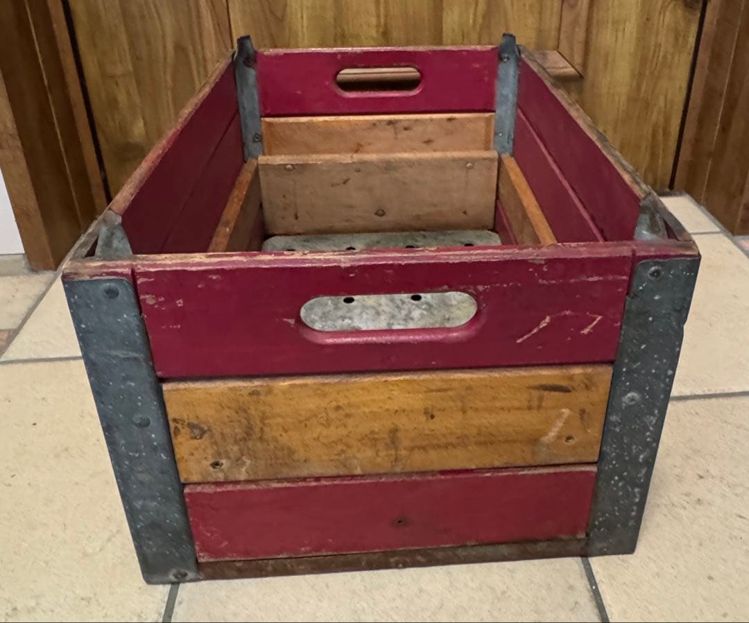 ビンテージ　木箱　金属枠 Wooden Box クレート