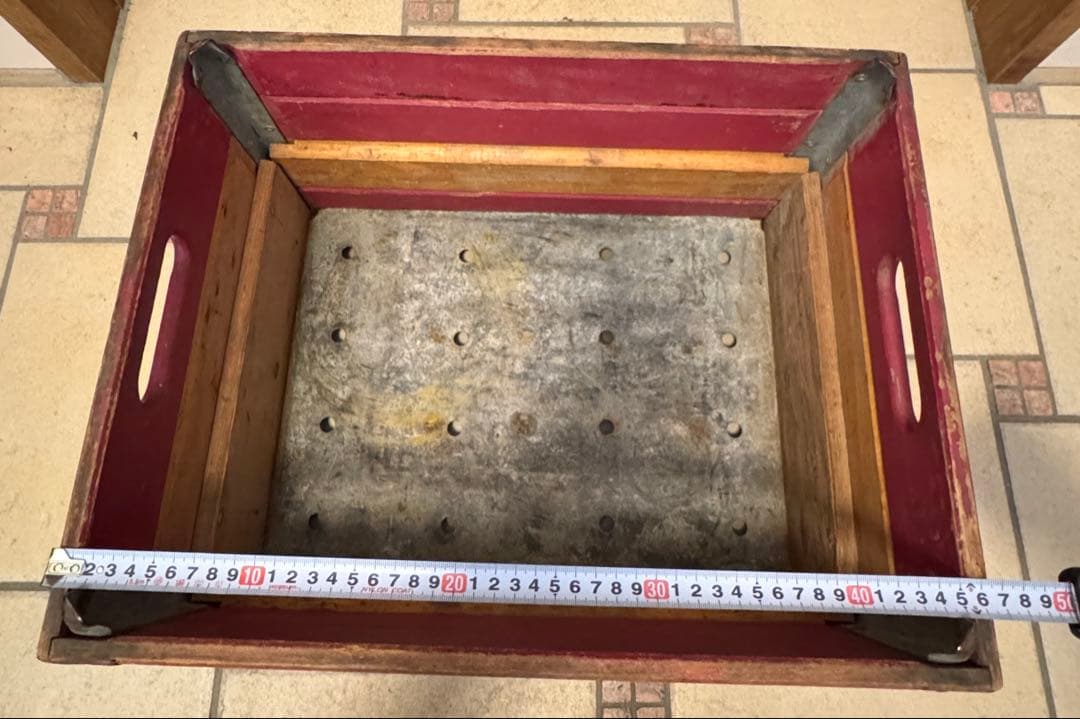 ビンテージ　木箱　金属枠 Wooden Box クレート