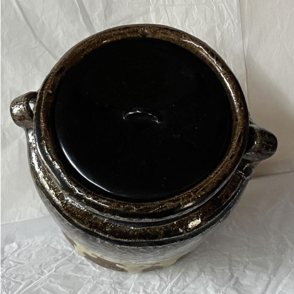 F1424 朝鮮唐津 耳付水指 木箱入り 水指 茶道具