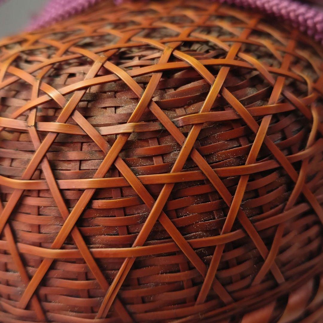 ウ312 茶籠『吉川日月作』『竹製　御所篭　共箱　茶道具』野点籠