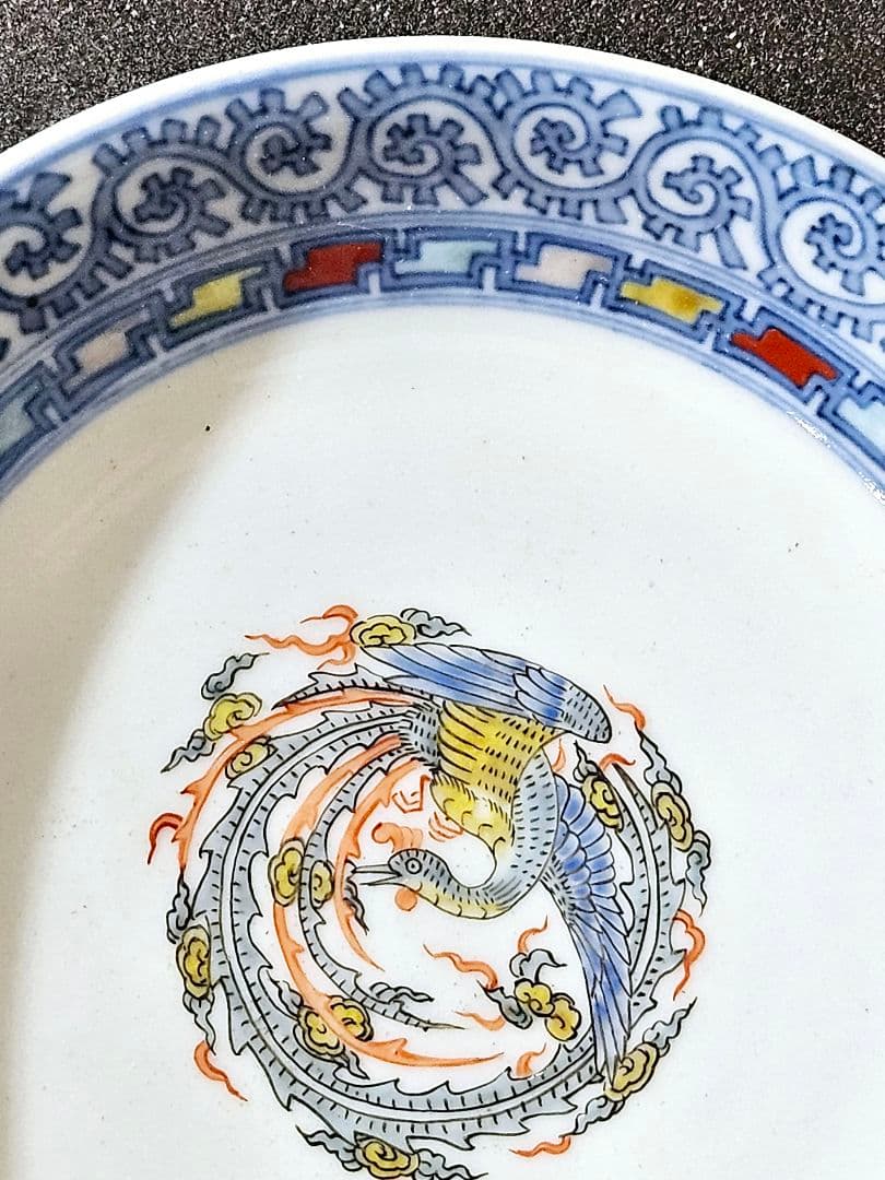 【大名品❗】明治時代　最高峰の平戸焼　肥前伊万里　嘉祥堂文峰作　染錦鳳凰画皿5客