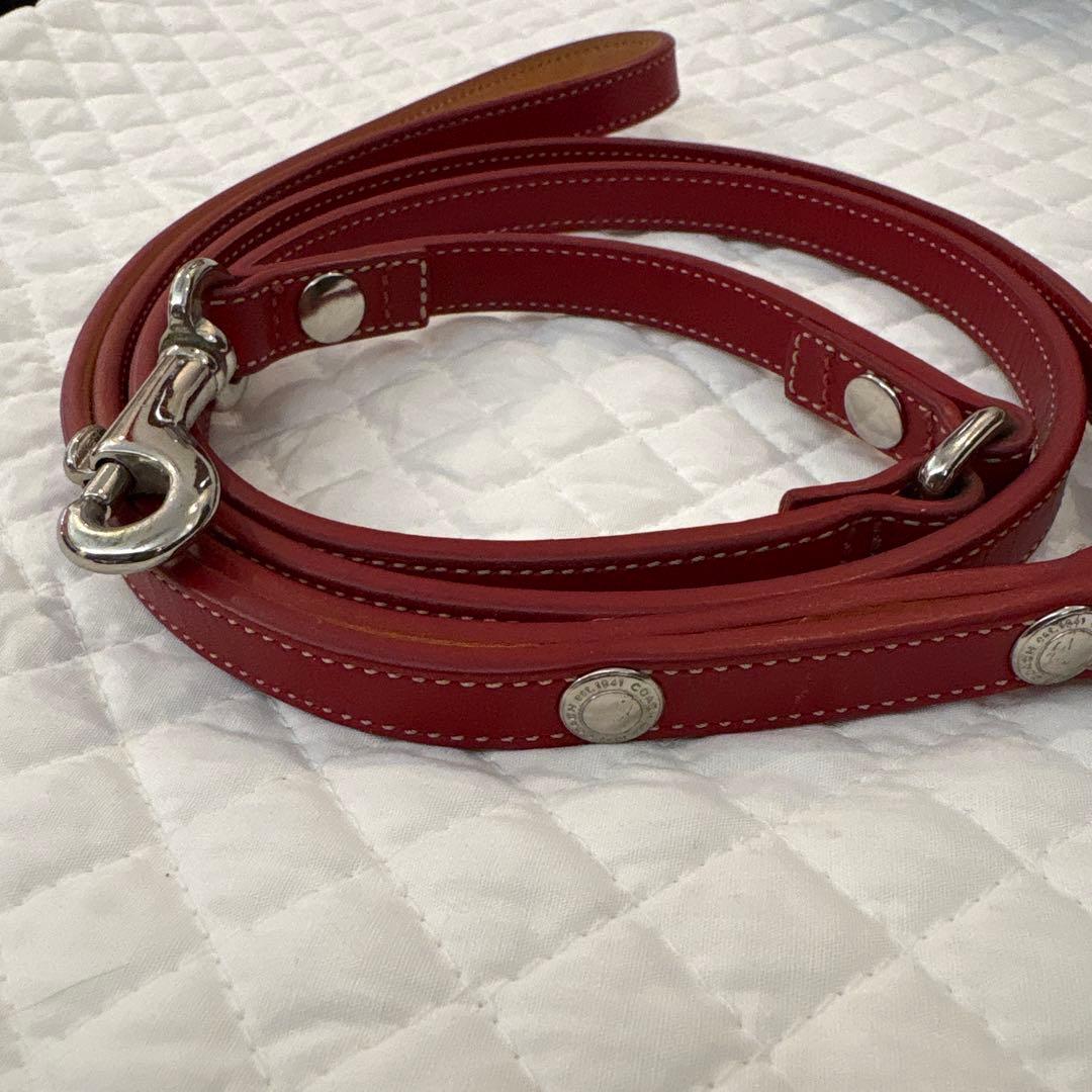 coach 首輪・リード　オールレザー　レッド