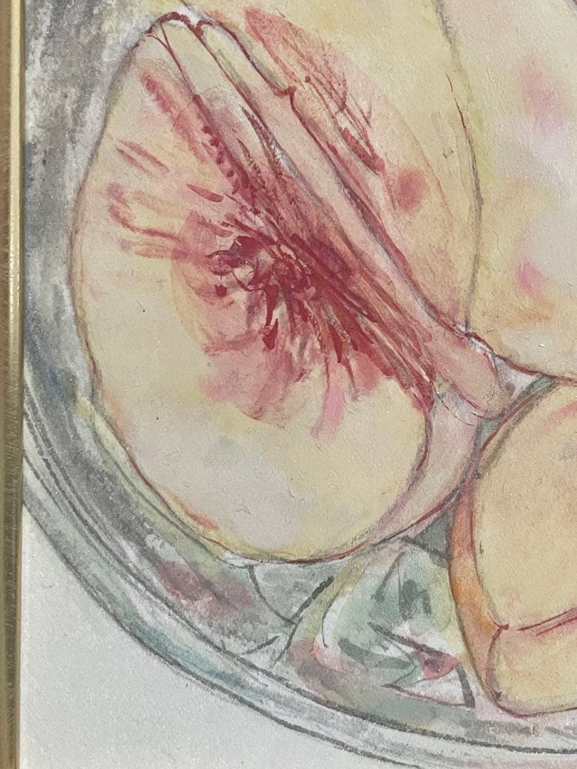 絵画　日本画　桃の絵　インテリア　0号絵画　アート