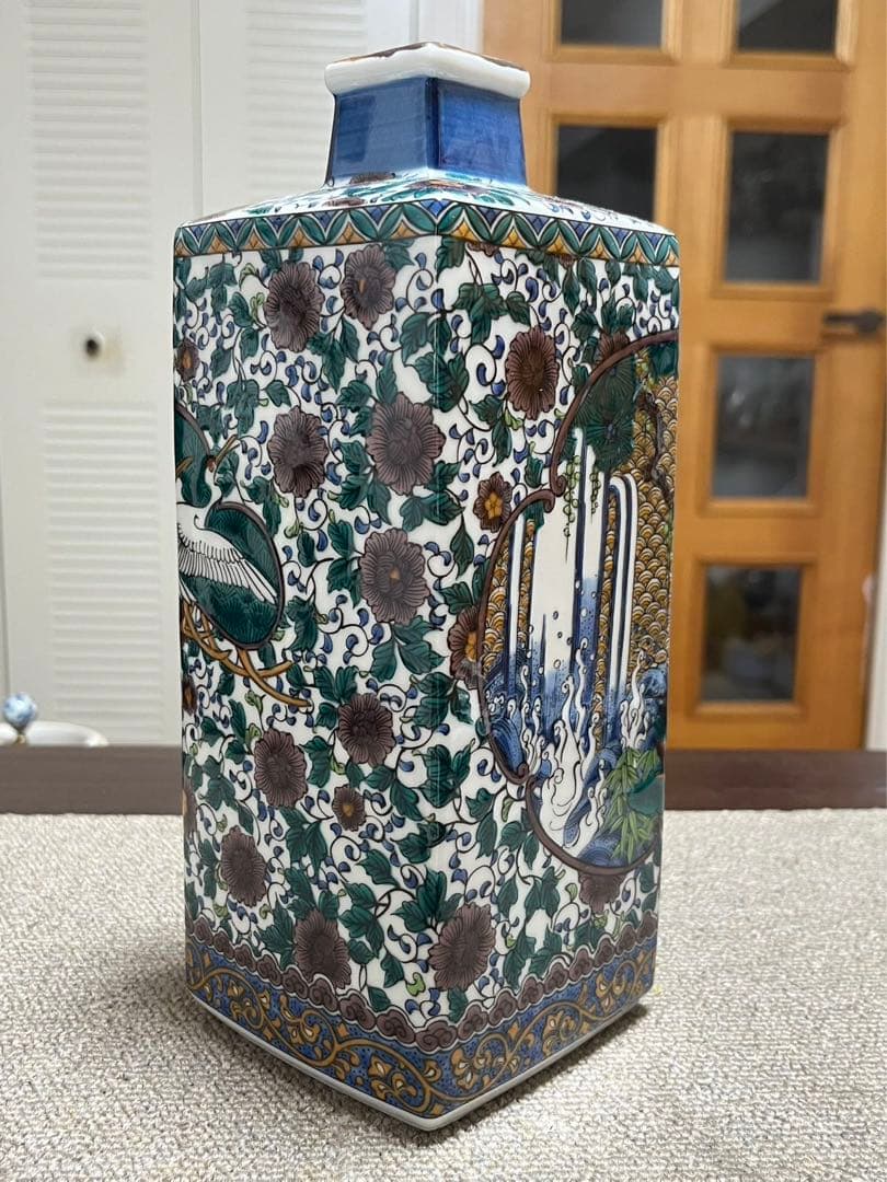 未使用 九谷焼 九谷 仙龍 花瓶 花鳥図 高さ約25ｃｍ
