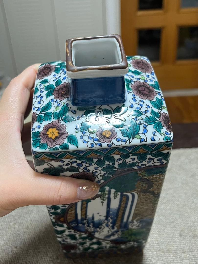 未使用 九谷焼 九谷 仙龍 花瓶 花鳥図 高さ約25ｃｍ