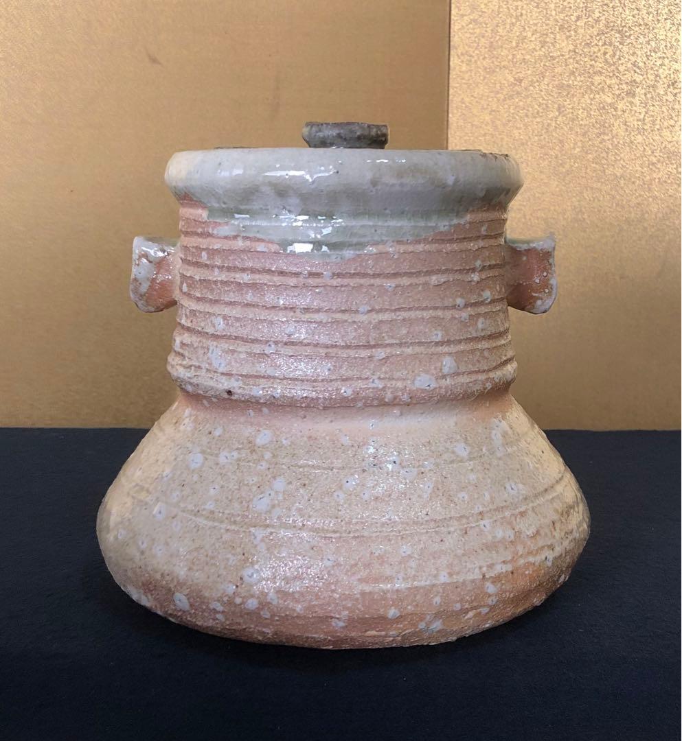 《R》伊賀焼 耳付水指 西山窯 三代坂本俊人 陶歴 共布 共箱 260209け1