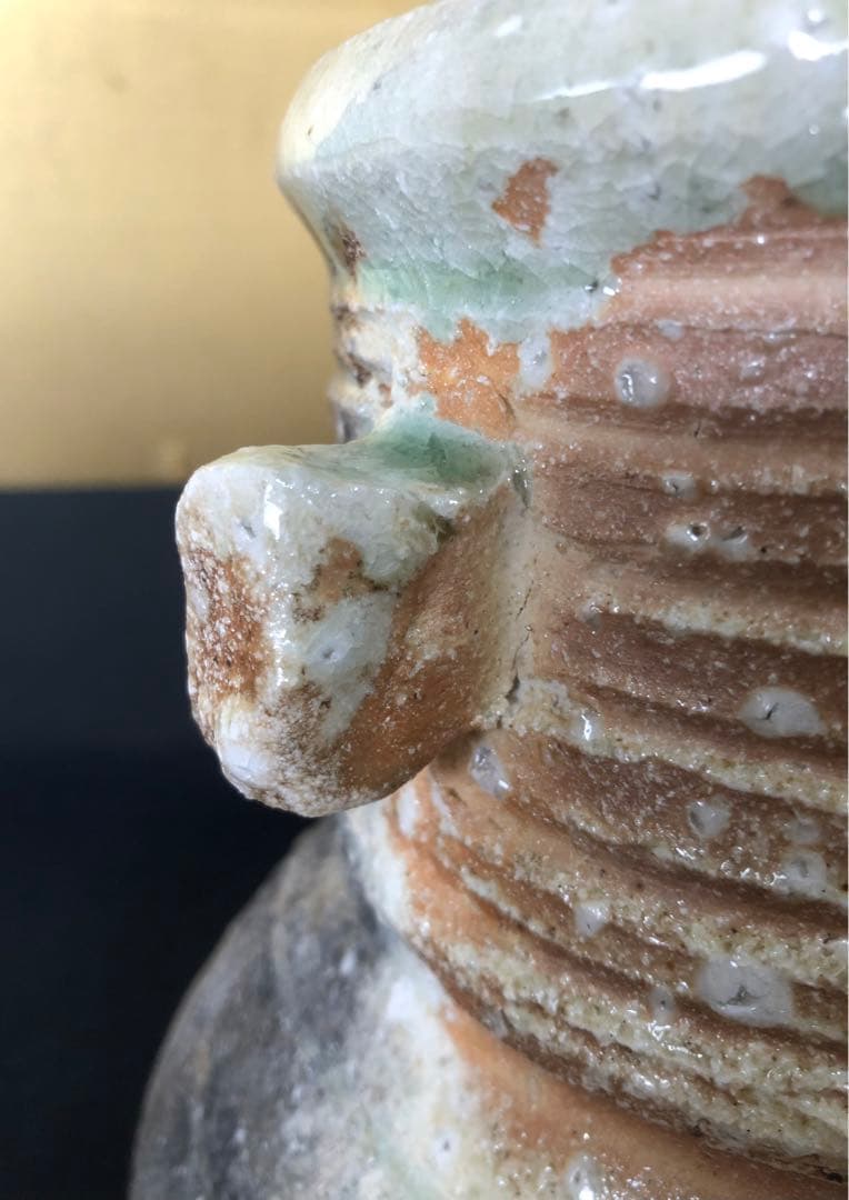 《R》伊賀焼 耳付水指 西山窯 三代坂本俊人 陶歴 共布 共箱 260209け1