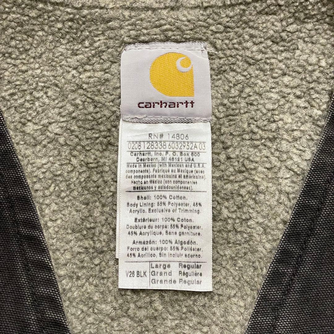 【L】Carhartt 裏フリース ダック ベスト 炭黒 ブラック カーハート