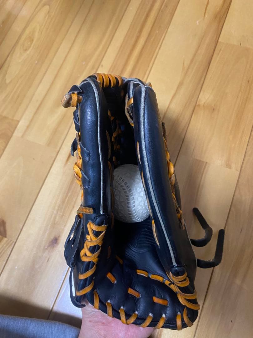 久保田スラッガー外野手用 軟式グローブ 黒/オレンジ