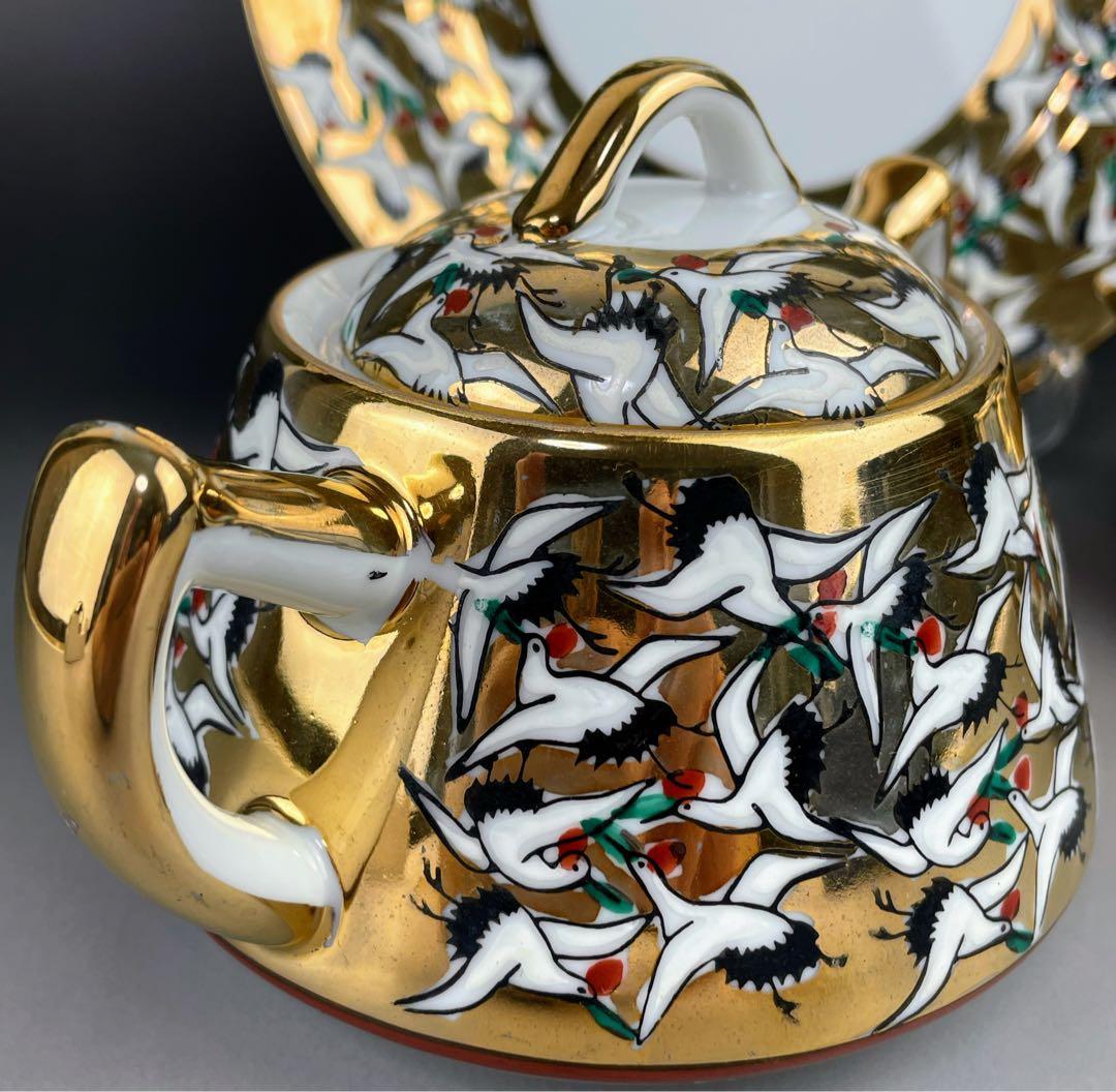 【希少】九谷焼 1000クレーン 鶴 シュガーボウル クリーマー 皿 プレート