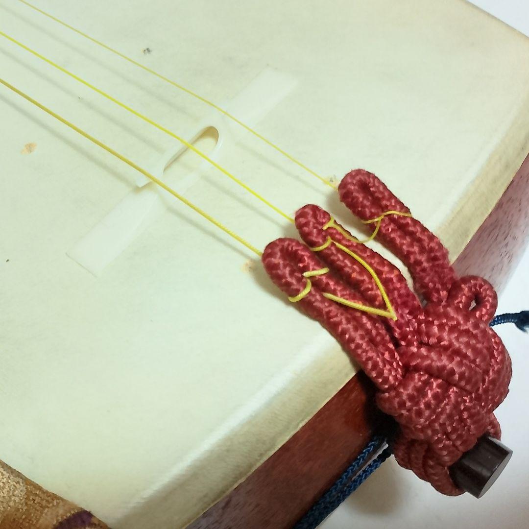 高級　紫檀　細棹三本継　三味線　鼈甲バチ + ソフトケース付き