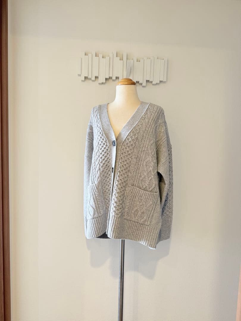 23区 ウールカシミヤ アランパターン カーディガン