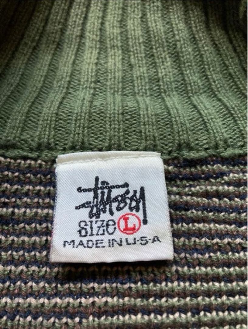 90's STUSSY オールド ステューシー カウチン ニット セーター カモ
