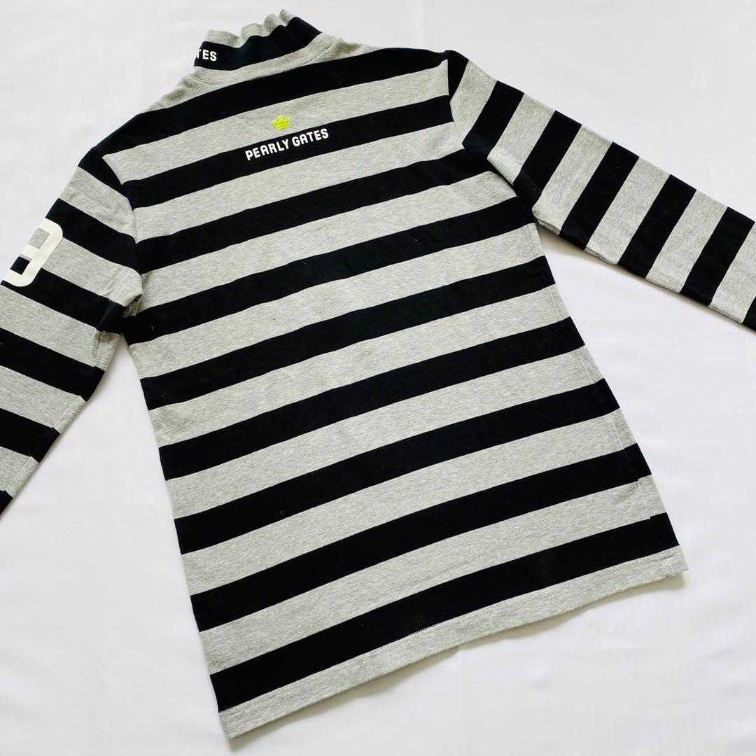 【美品】PEARLYGATES　長袖ハイネックシャツ　モックネック　ボーダー　1