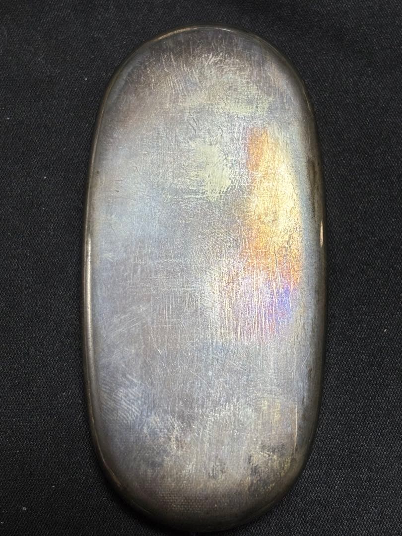 【純銀製】小判形純銀製爪楊枝入れ。32.1g！純銀刻印有。箱付き！ボンボニエール