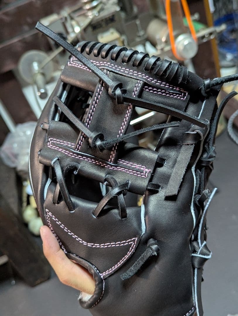 硬式野球用 黒レザーグローブ