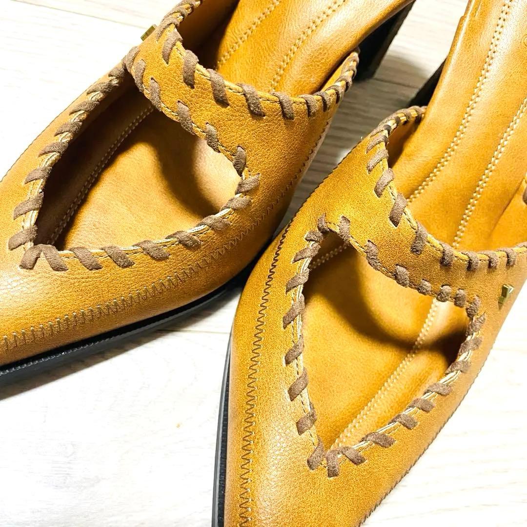 YELLO ミュール キャメル　ピンヒール【XL】星あや　超美品✨