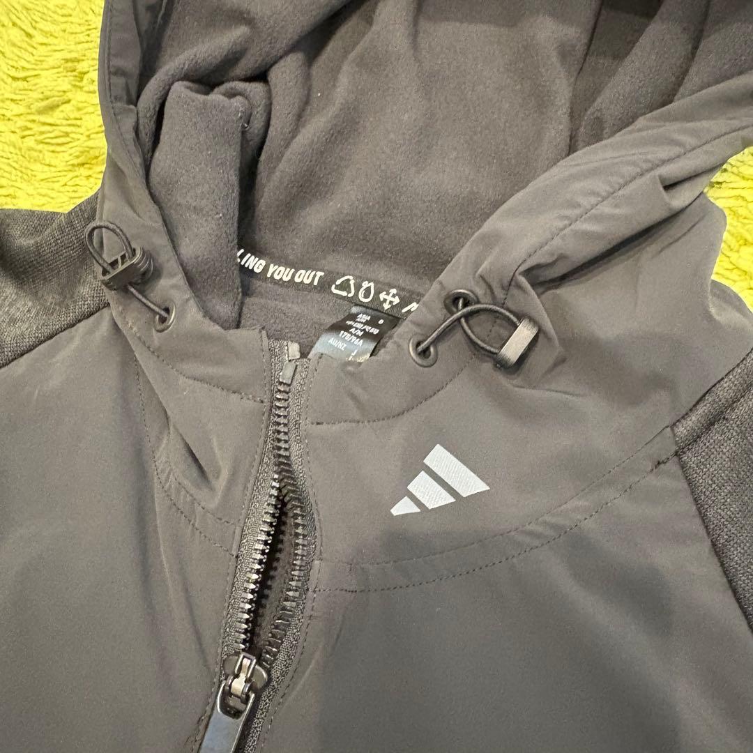 アディダス ゴルフ パデッドコンビネーション ハーフジップ長袖フーディー M 黒