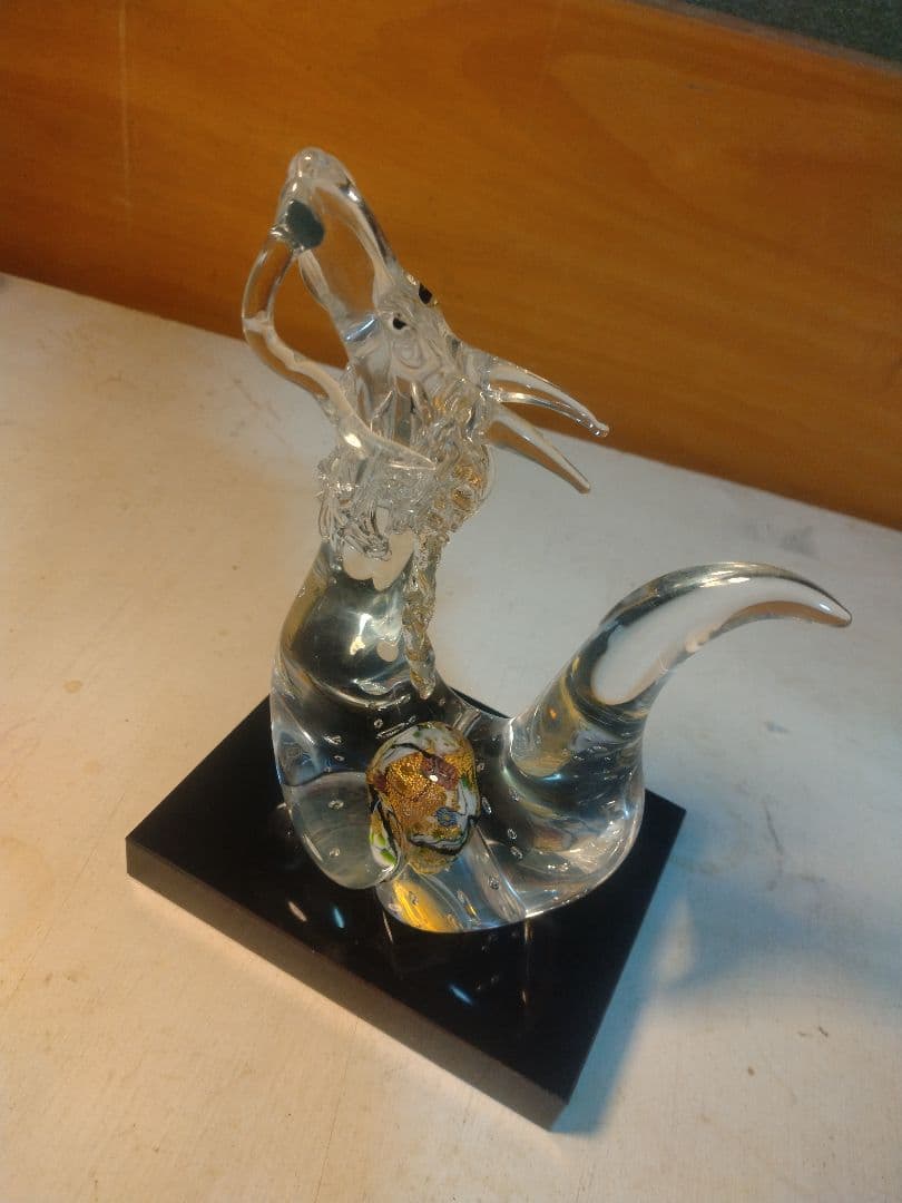 グラスアート黒木 ◆ 干支 辰 ◆ 黒木国昭 ガラス工芸 ◆ 金彩象嵌 光琳