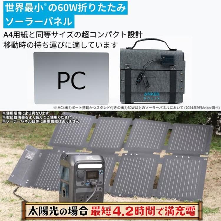 ANKER ポータブル電源 C200 ANKER ソーラパネル PS60