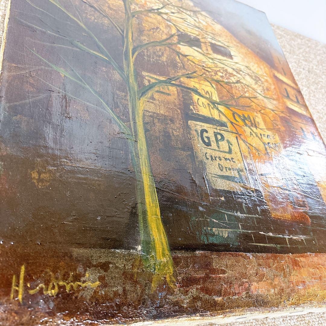 真作 立川広己「広告のある壁」油彩 自由美術協会会員 一枚の絵人気画家