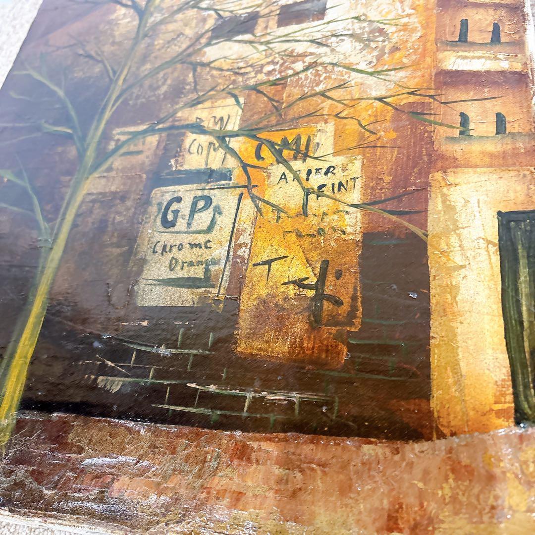 真作 立川広己「広告のある壁」油彩 自由美術協会会員 一枚の絵人気画家