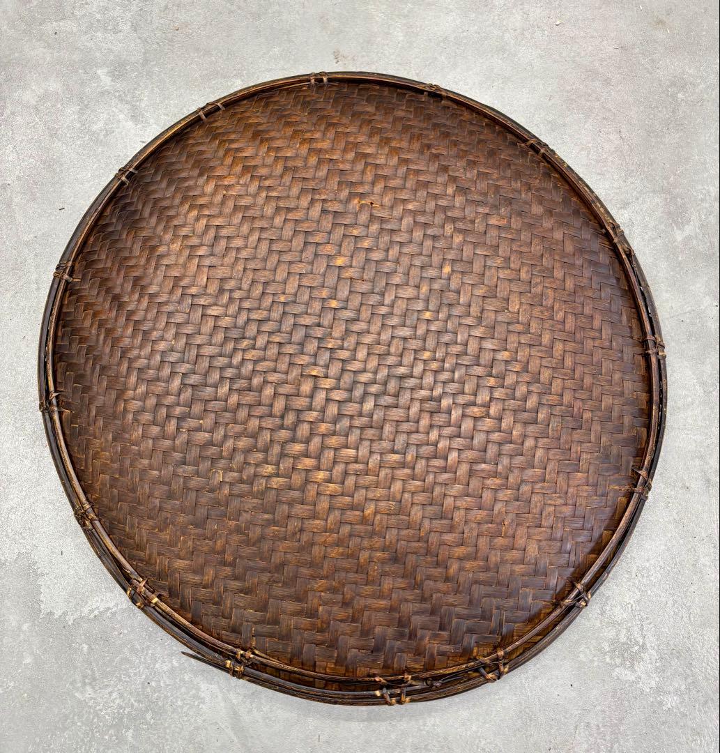 古民藝 竹丸盆 直径67cm 大型丸盆 竹編み 干し盆 古道具 古民家