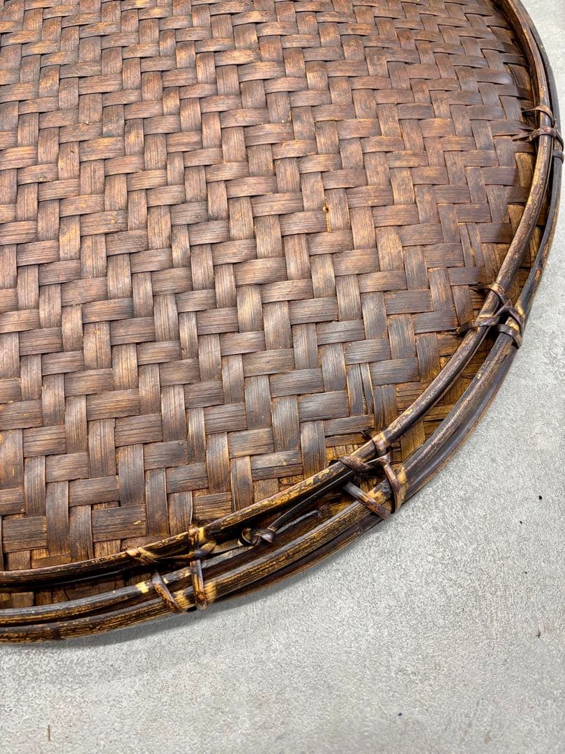 古民藝 竹丸盆 直径67cm 大型丸盆 竹編み 干し盆 古道具 古民家