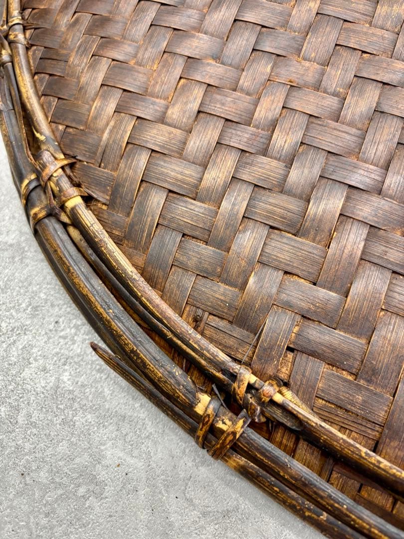 古民藝 竹丸盆 直径67cm 大型丸盆 竹編み 干し盆 古道具 古民家