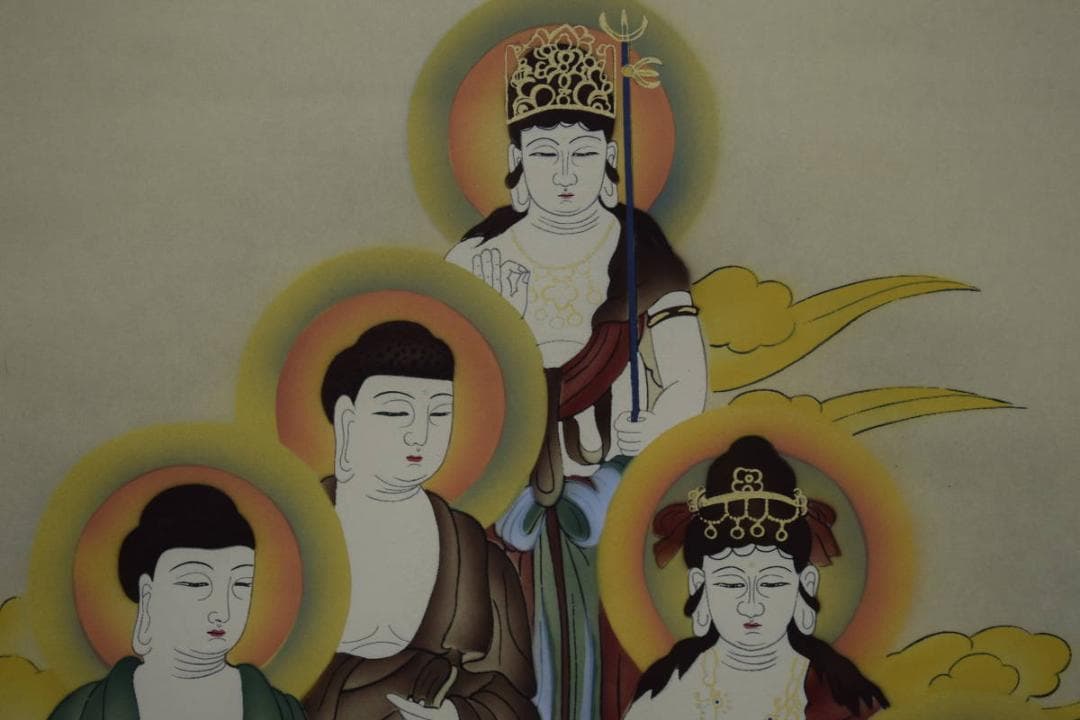 真作/広洋/十三佛図/十三仏図/桐共箱付/布袋屋掛軸HH-473