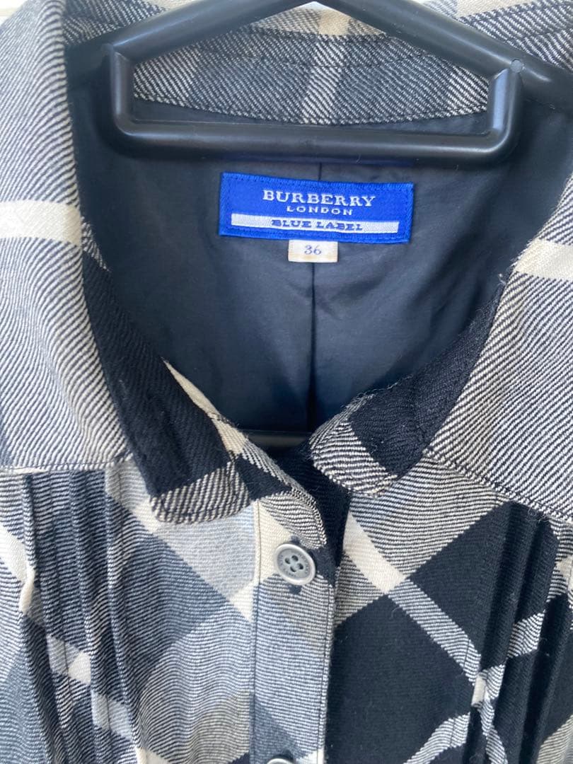 バーバリーブルーレーベルチェック柄 ワンピース 36ウエストリボン付き 美品