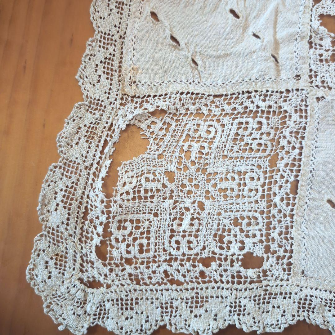 フランスアンティークテーブルクロス　フランスアンティークレース　フランスカーテン