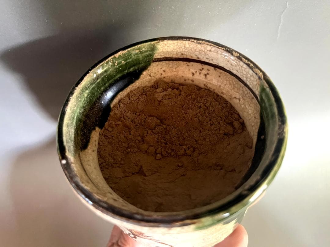 火入れ■織部焼き 丸型 火器 煙草盆 灰入り お茶道具 古美術 時代物 骨董品■