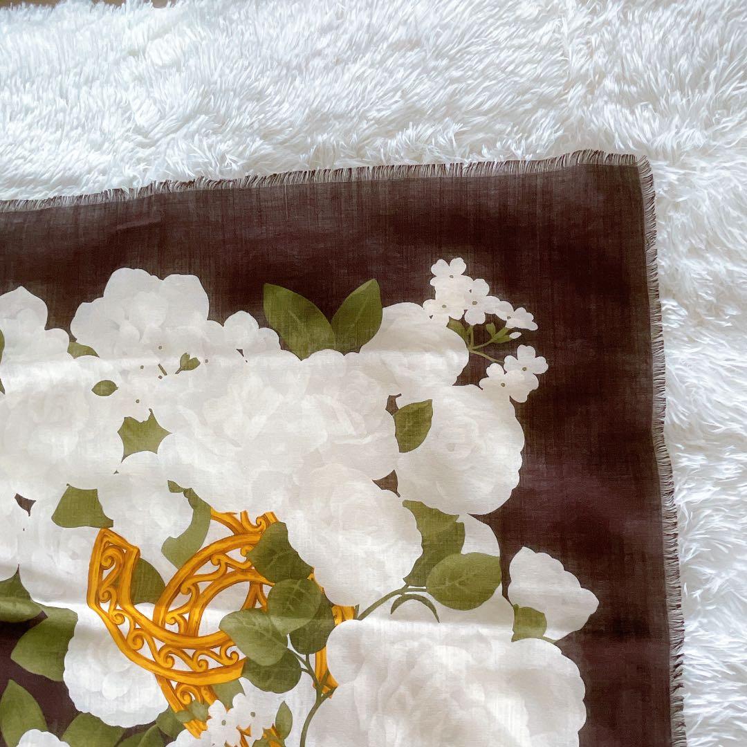 希少✨美品【CHANEL】ココマーク カメリア シルク カシミア 大判スカーフ