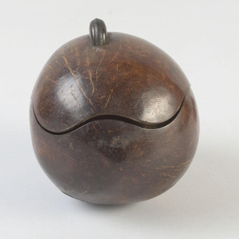 茶道具　椰子の実　内金溜　菓子器　時代箱　M　9853