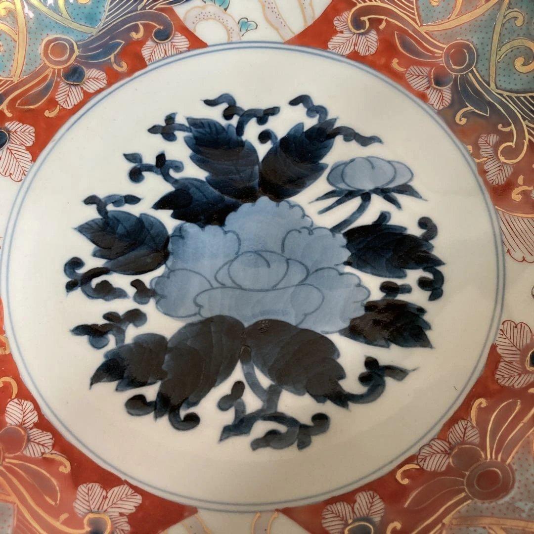 【古伊万里文】古伊万里の伝統　有田古伊万里文　染錦四方花絵牡丹見込文　大深鉢