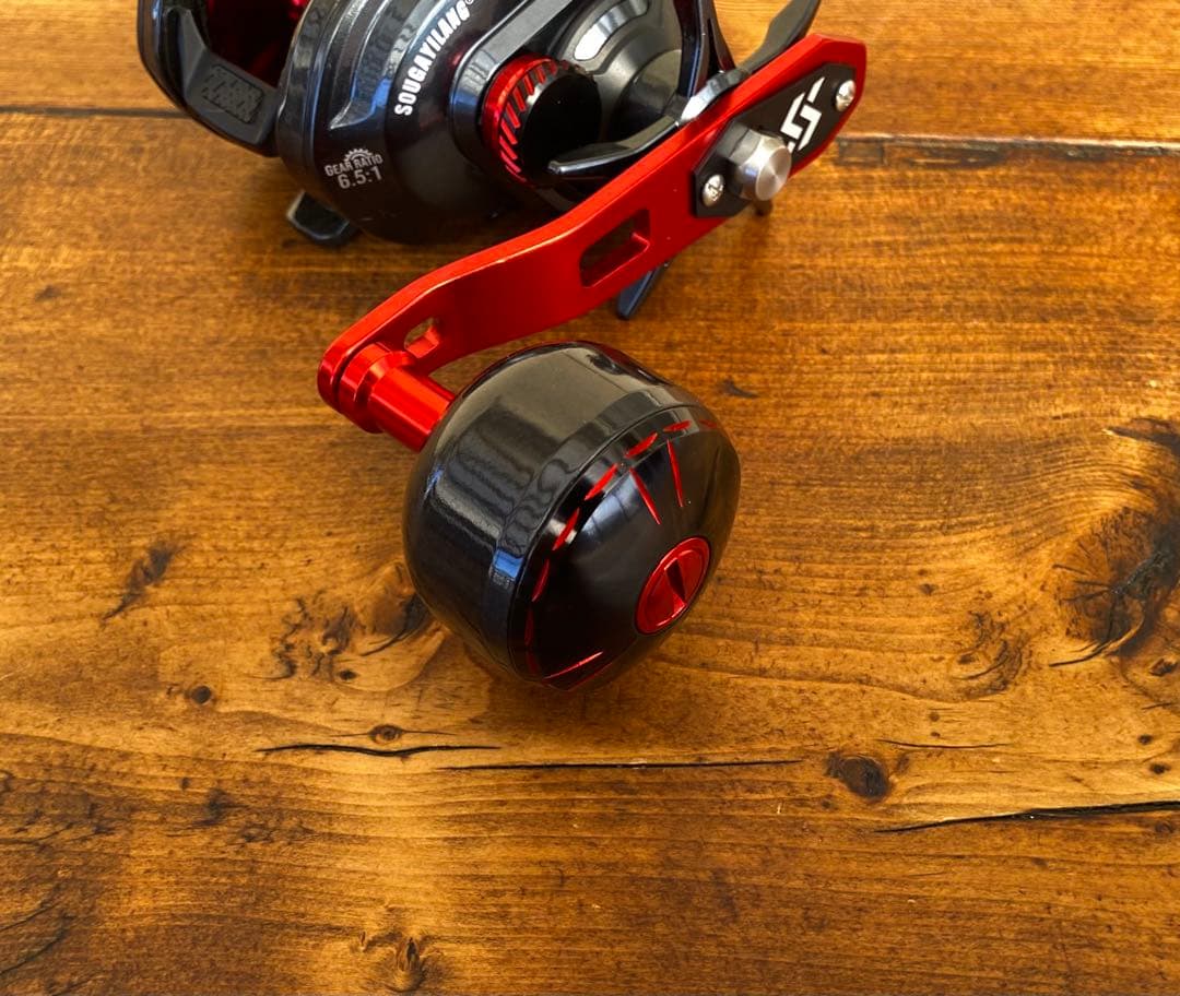 ジギングリール　レッド　船釣り　海釣り　ベイトリール　パワーハンドル　16kg