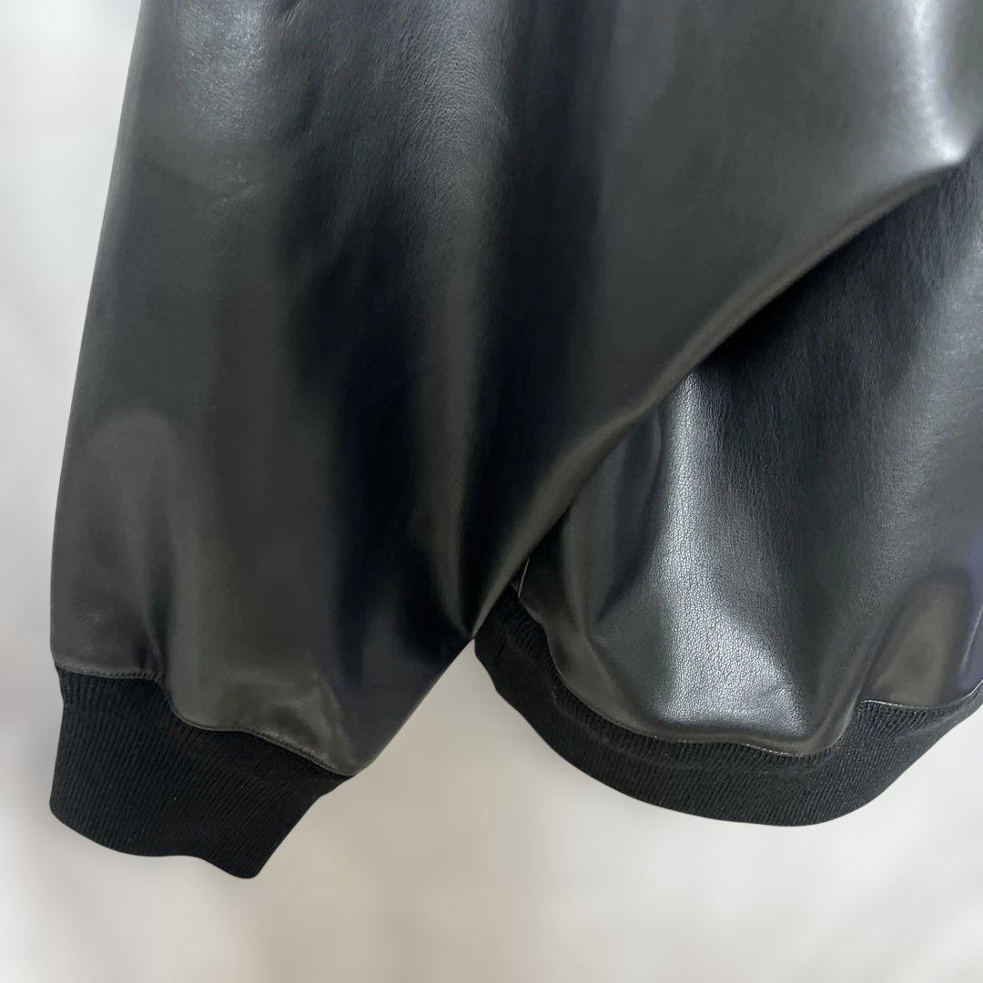 SOFTHYPHEN フェイクレザー トレーナー ブラック XL