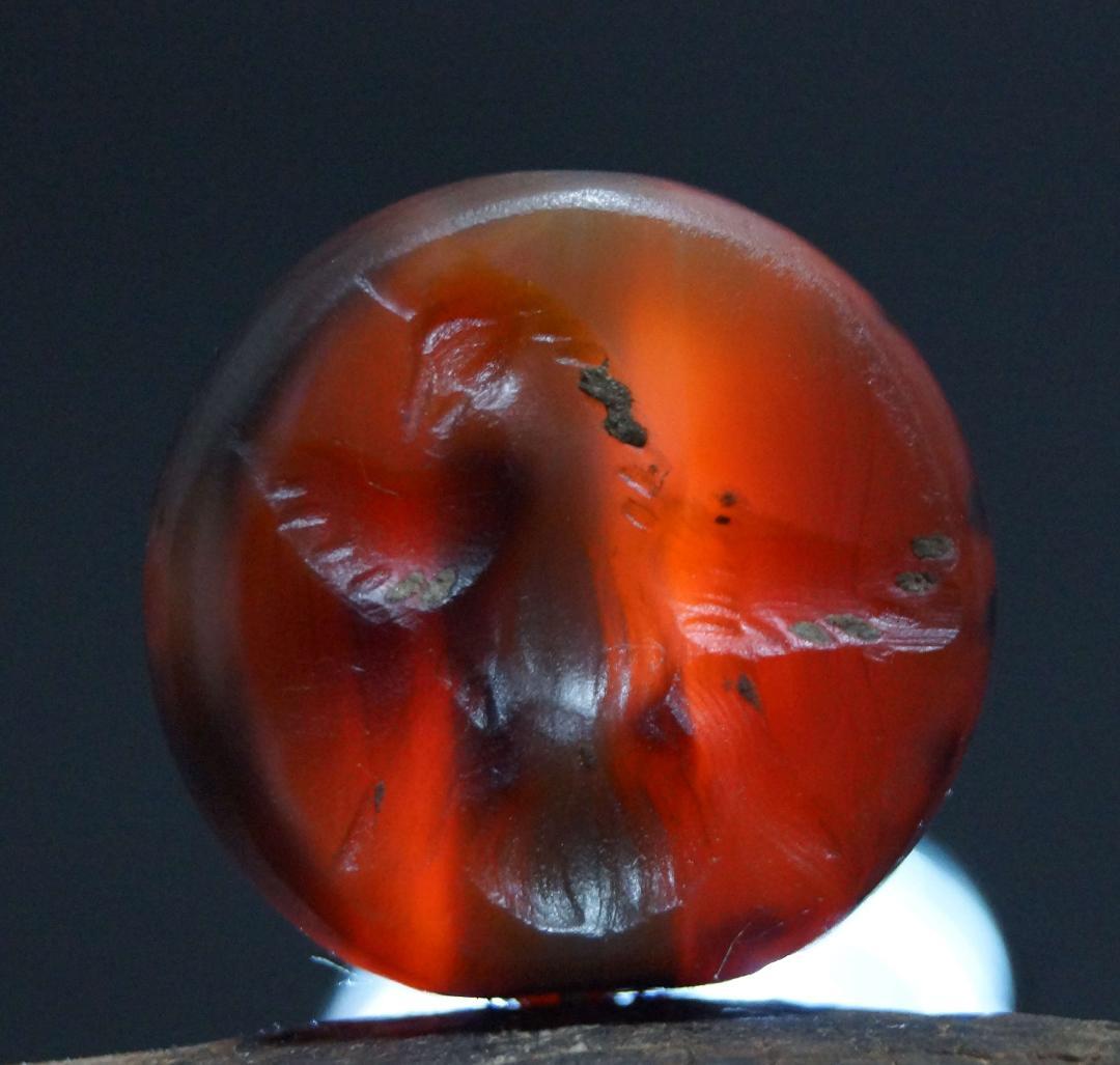 古代ギリシャ メノウ瑪瑙 刻『鷲』大玉印章 ドーム型シール 印材 提げ物 装飾品