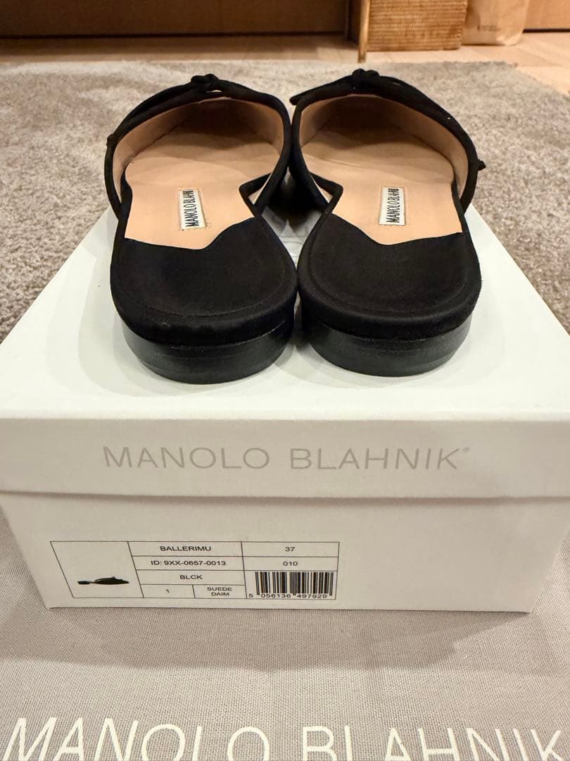 極美品 MANOLO BLAHNIKマノロブラニク 黒 ブラック ミュール 37
